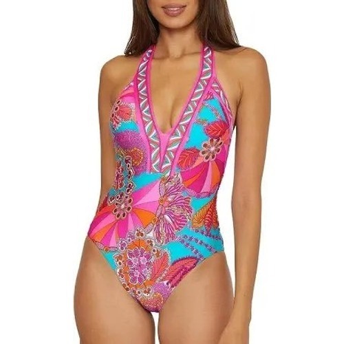 Trina Turk Meilani Plunge One Piece Swimsuit Women's Size 8